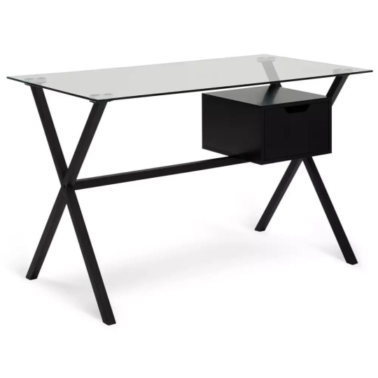 Habitat Dria 1 Drawer Glass Medium size Desk - Black