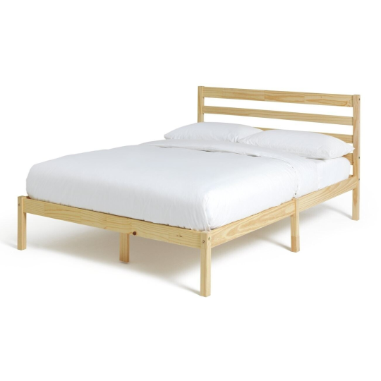 Kaycie Double Bed Frame 4FT6  Wooden - Pine With Pocket Sprung Double Mattress