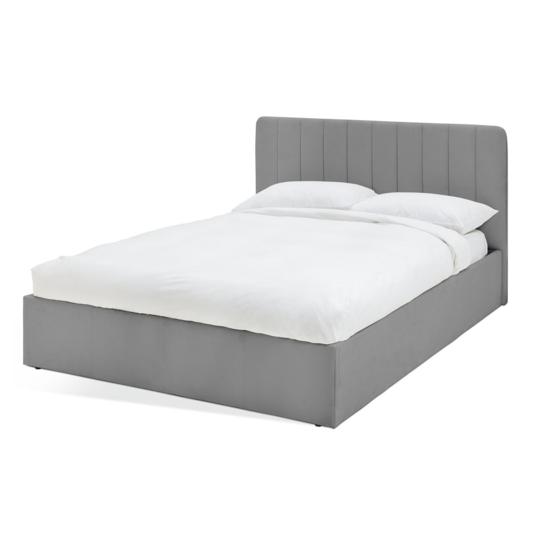 Pandora Small Double End Lift Ottoman Bed - Grey | Support Frame Bedroom Cushion Pandora Small Double End Lift Ottoman Bed - Grey | Support Frame Bedroom Cushion
