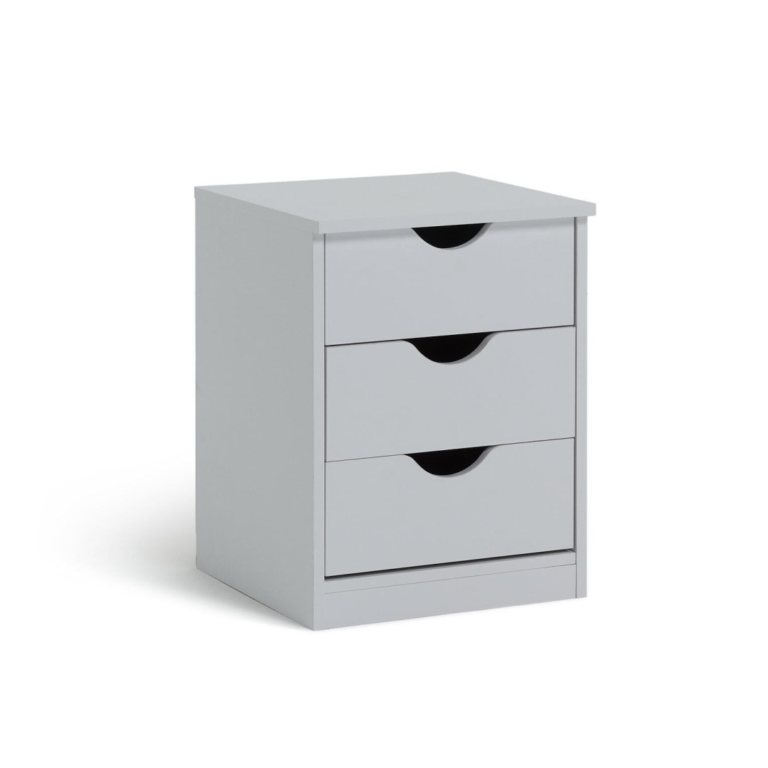 Pagnell 3 Drawers Bedside Table - White