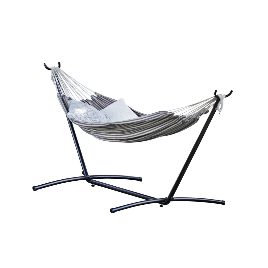  Hammock with Metal Stand - White & Grey 