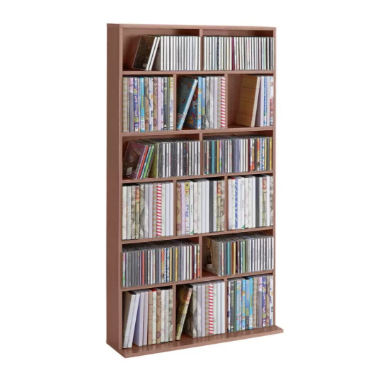 Wide CD and DVD Unit - Oak Effect | Oak Media Storage Shelf Rack for CDs & DVDs