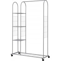 Clothes Rail with Shelves - Silver