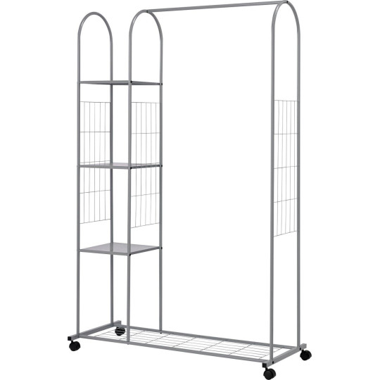 Clothes Rail with Shelves - Silver