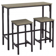 Bolitzo Bar Set & 2 Stools - Oak & Black