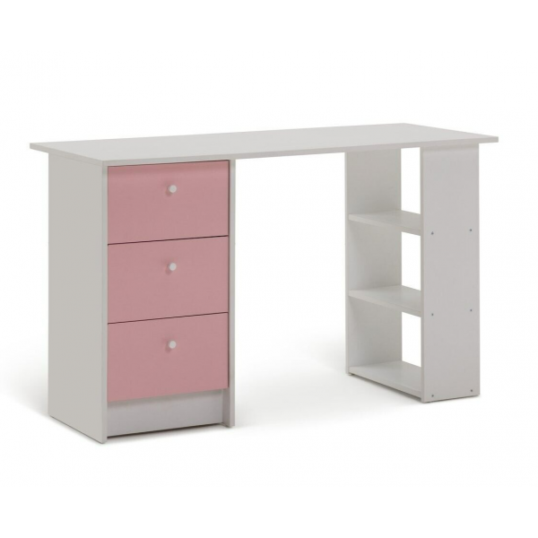 Kids Malibu 3 Drawers Desk - Pink & White