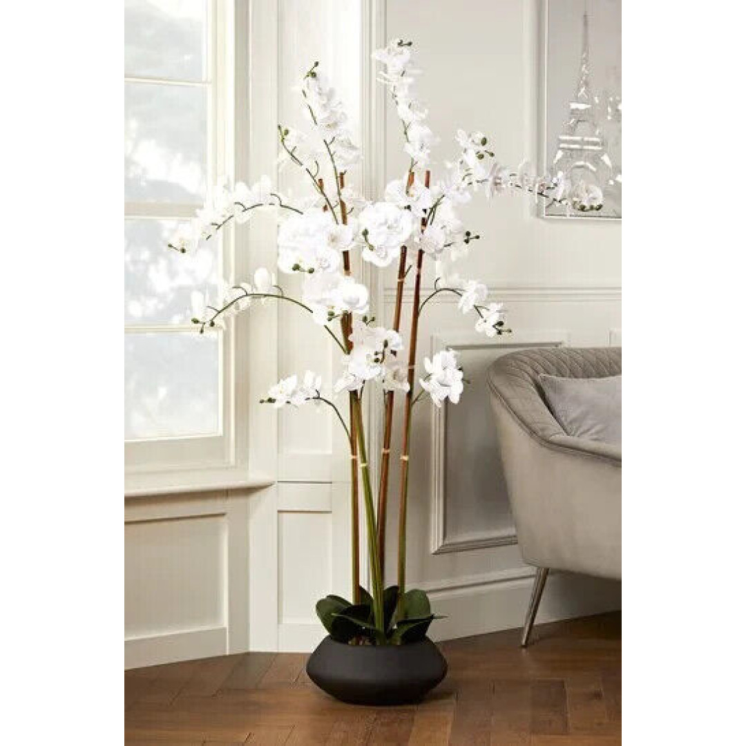 Extra Large Artificial Orchid In Black Pot