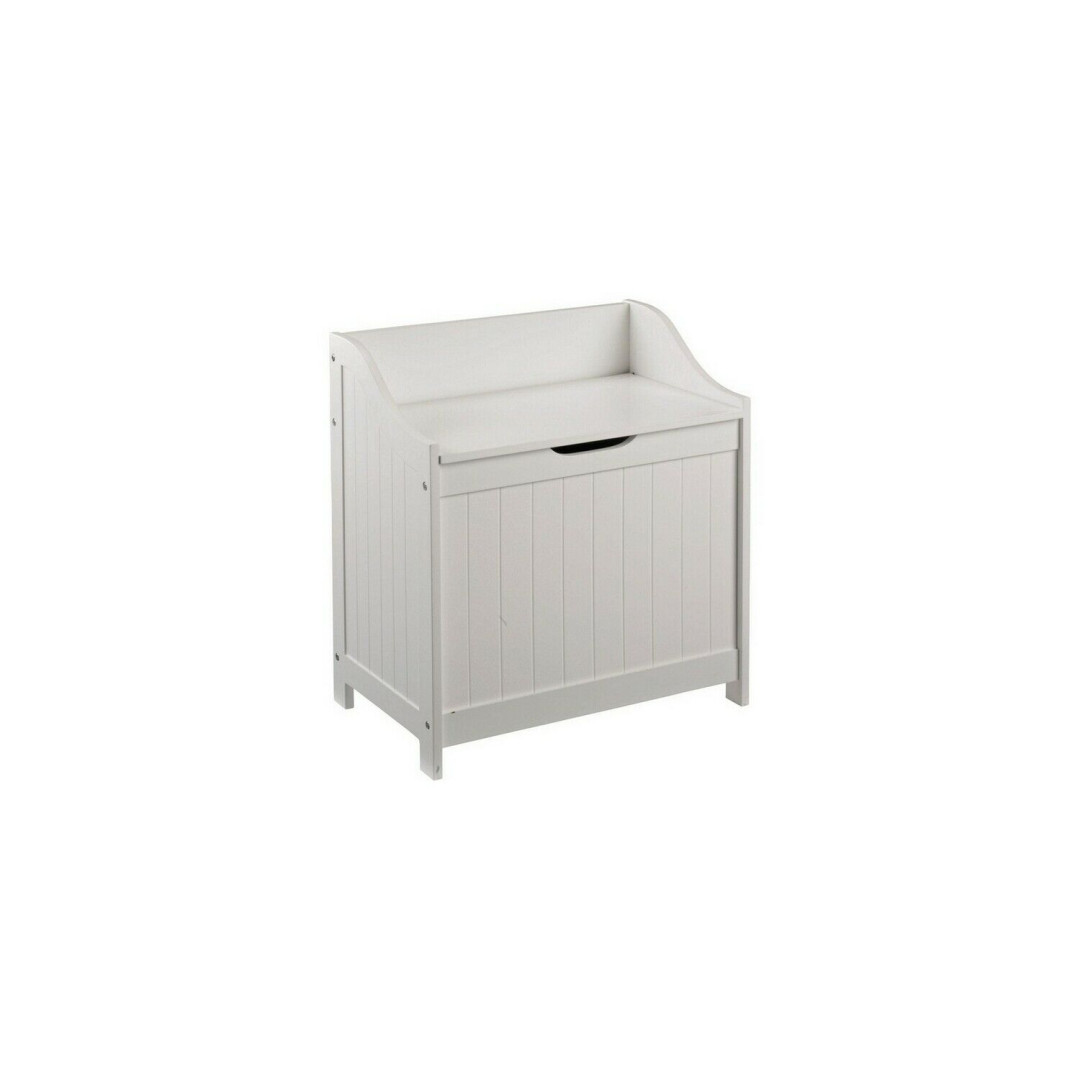 Home 60 Litre Monks Bench Style Laundry Box - White