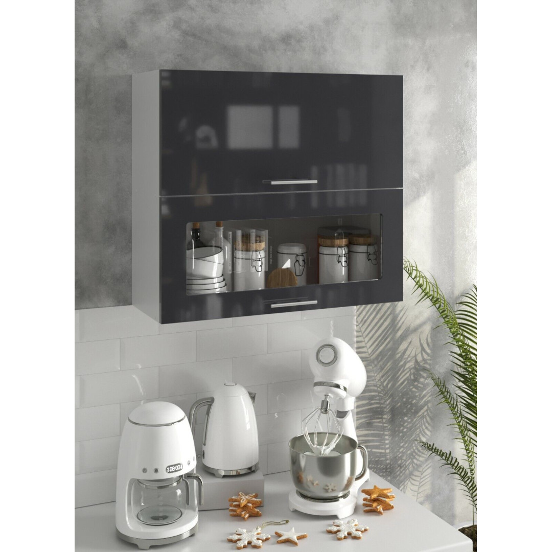 Kitchen Cabinet 800mm Wall Extractor - Dark Grey Gloss