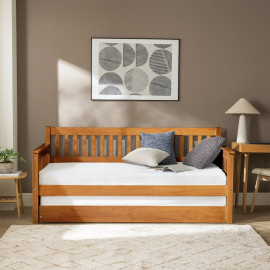 Home Aspley Trundle Day Bed - Oak Effect | Guest bed with trundle