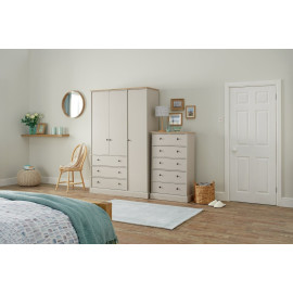 Home Kensington 3Dr 3Drw Wardrobe - Soft Grey /Oak Eff | triple wardrobe Home Kensington 3Dr 3Drw Wardrobe - Soft Grey /Oak Eff | triple wardrobe