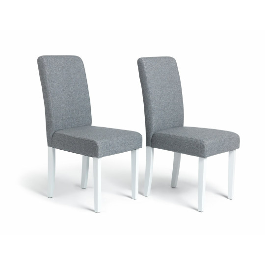 Home Pair of Tweed Fabric Dining Chairs - Grey | Soft Textured Upholstery