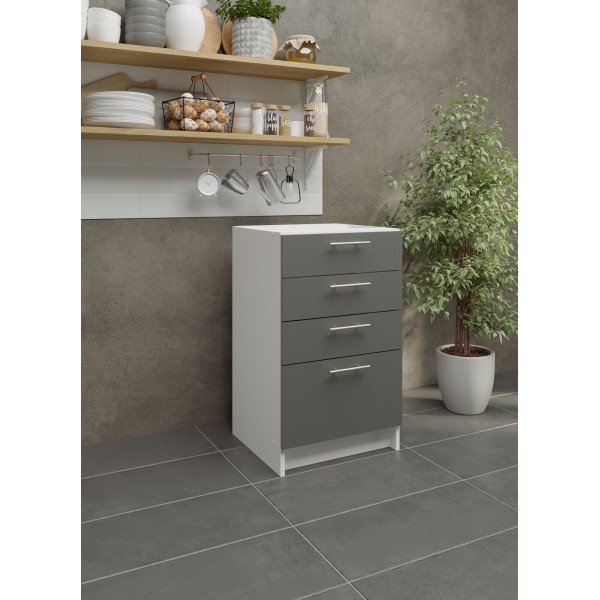Kitchen Base Drawer Unit 500mm Cabinet & Fronts 50cm - Grey Matt (No Worktop)