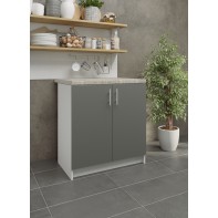 Kitchen Base Unit 800mm Storage Cabinet & Doors 80cm - Grey Matt With Worktop