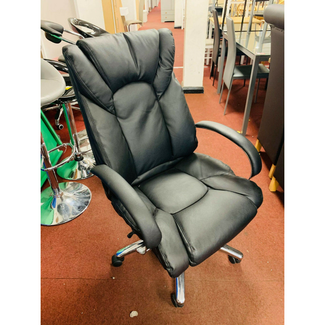 Leather Faced Ergonomic Office Chair - Black