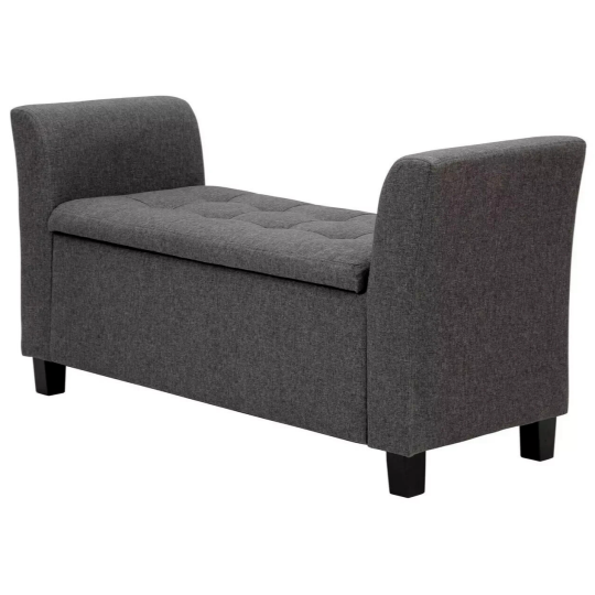 GFW Verona Window Fabric Seat - Charcoal | Charcoal Bench Storage Hallway Seat