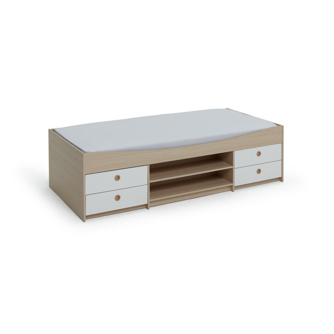 Habitat Camden Cabin Bed Frame - White and Acacia Effect