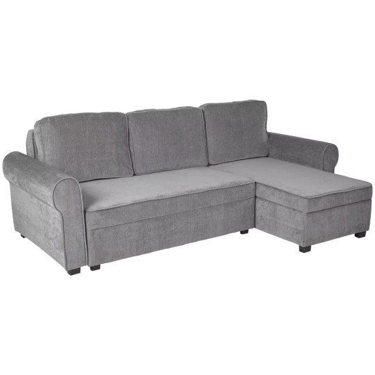 Addie Velvet Reversible Storage Sofa Bed - Grey