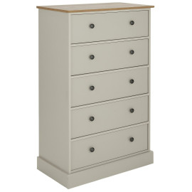 Kensington 5 Drawer Chest - Soft Grey/Oak Effect Kensington 5 Drawer Chest - Soft Grey/Oak Effect