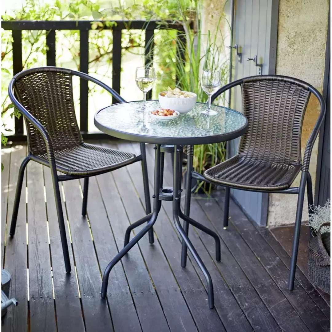 Home 2 Seater Rattan Effect Garden Bistro Set - Brown | Outdoor Patio Furniture Home 2 Seater Rattan Effect Garden Bistro Set - Brown | Outdoor Patio Furniture