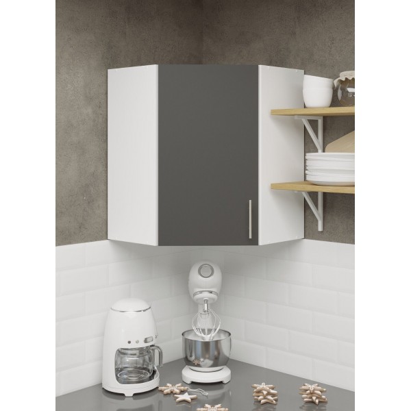 Kitchen Wall Corner Unit 600mm Cabinet With Door and Shelf 60cm - Dark Grey Matt