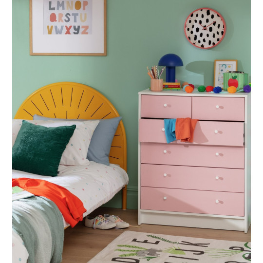 Home Kids Malibu 4+2 Chest of Drawers - Pink & White | bedroom storage for kids