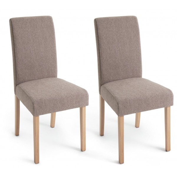 Midback Pair of Fabric Dining Chairs - Brown