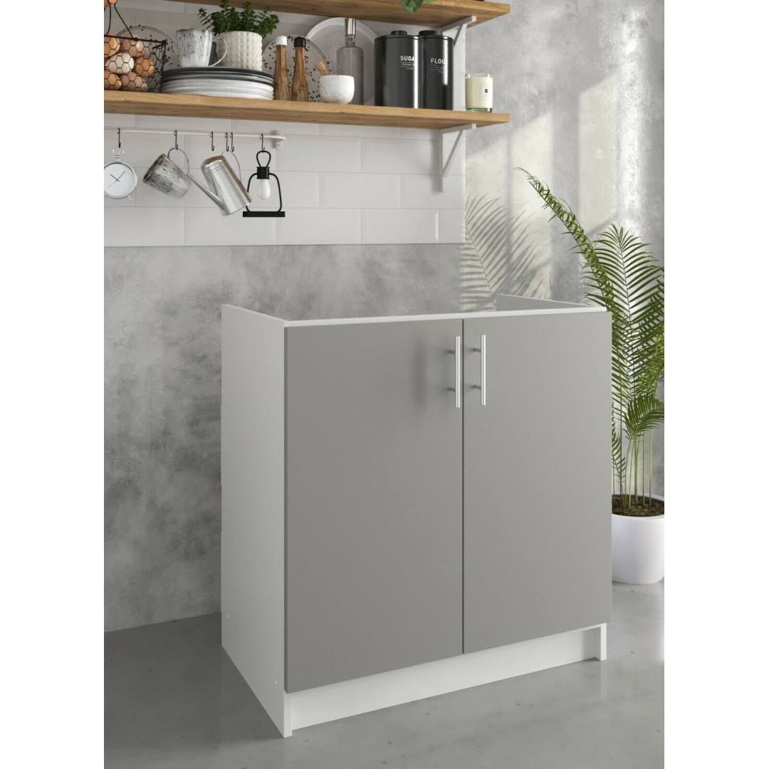 Kitchen Base Sink Cabinet 800mm Cupboard - Grey