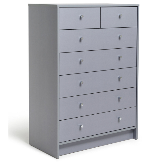 Malibu Modern 7 Drawer Chest Of Drawers Storage Cabinet - For Bedroom - Grey