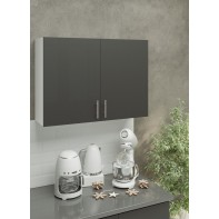 Kitchen Wall Unit 1000mm Storage Cabinet With Doors Shelf 100cm - Dark Grey Matt