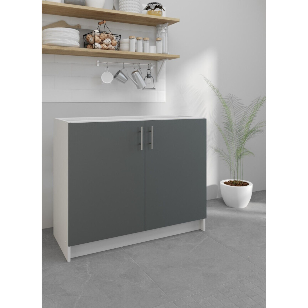 Kitchen Base Sink Cabinet 1000mm Cupboard - Grey