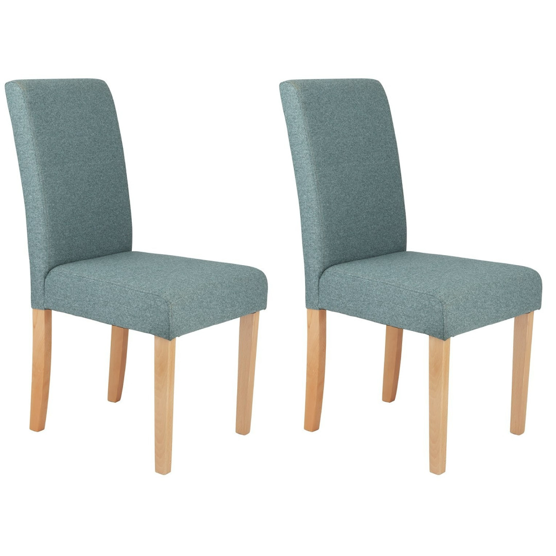 Home Pair of Midback Tweed Fabric Dining Chairs - Teal | Cozy Fabric Comfort Home Pair of Midback Tweed Fabric Dining Chairs - Teal | Cozy Fabric Comfort