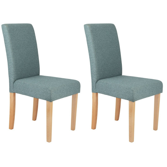 Home Pair of Midback Tweed Fabric Dining Chairs - Teal | Cozy Fabric Comfort