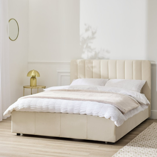 Home Pandora Double Drawer Storage Bed Frame - Cream | Stylish Bedroom Refresh