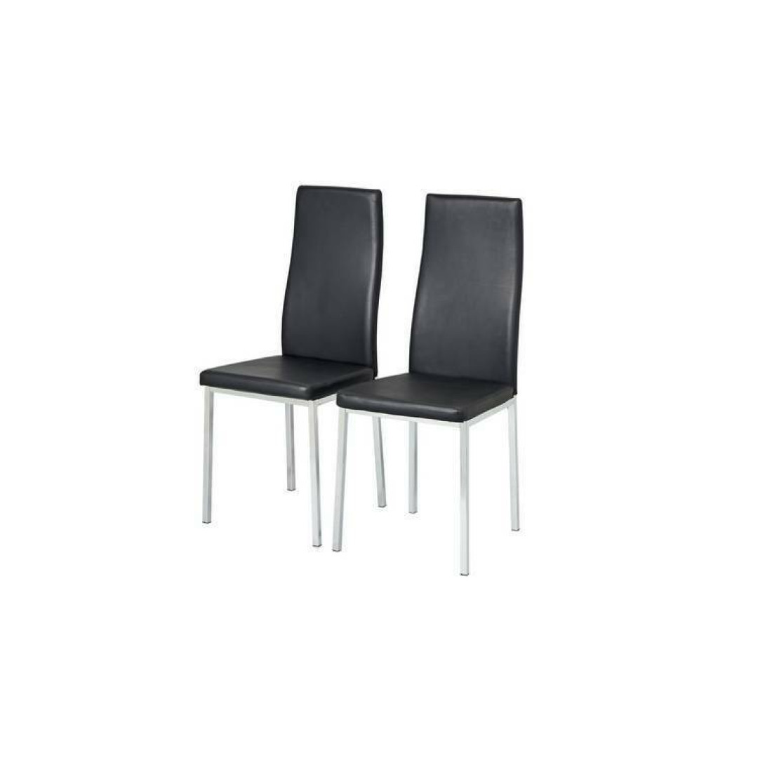 Home Tia Pair of Chrome and Black Dining Chairs