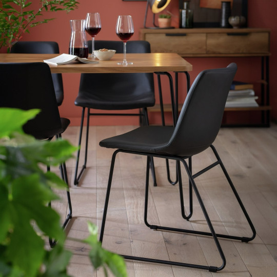 Joey Pair of Faux Leather Dining Chairs - Black | Modern dining chairs