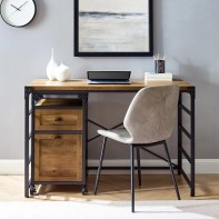 Angle Iron Filing Cabinet Desk - Rustic Oak