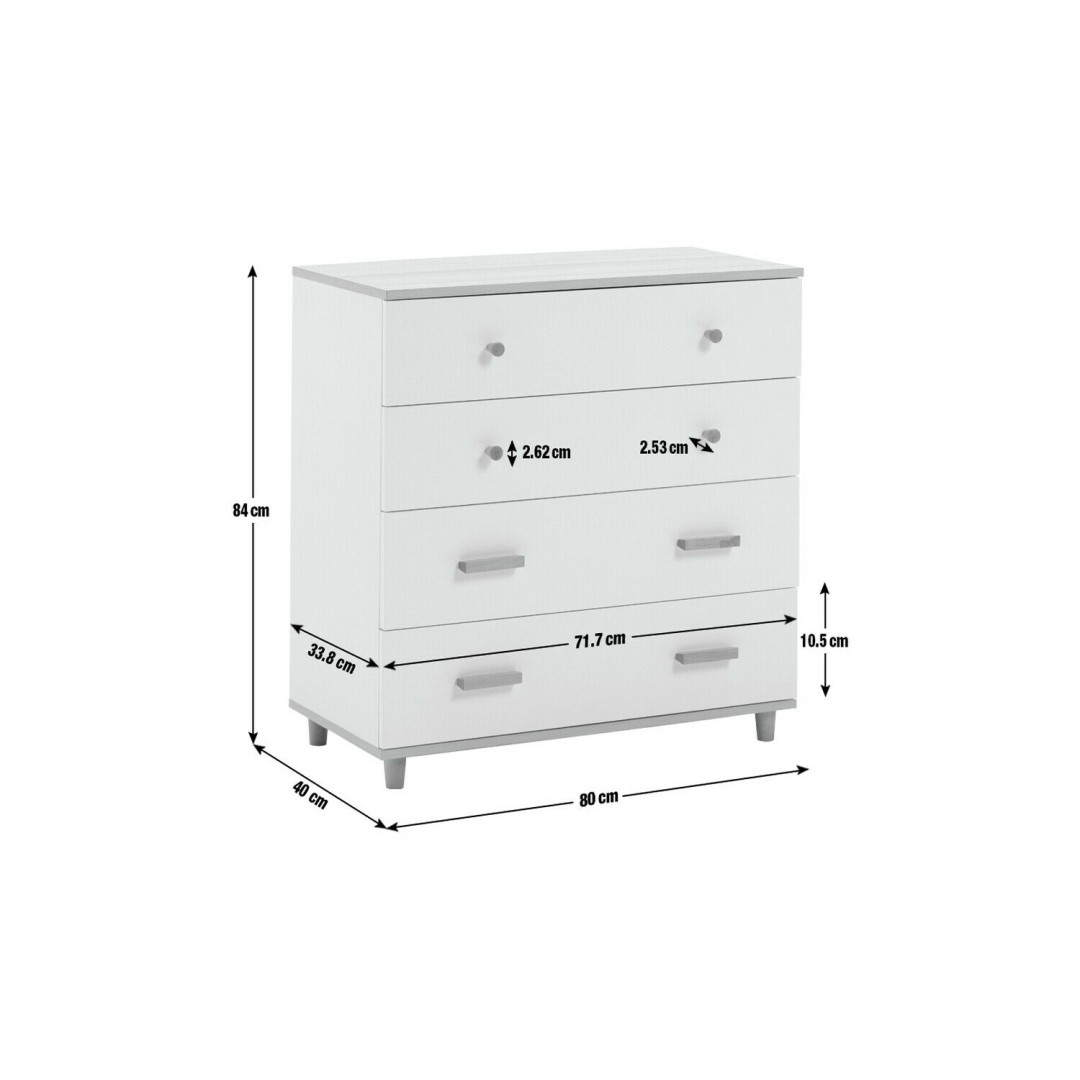 Melby 4 Drawer Chest - White and Acacia