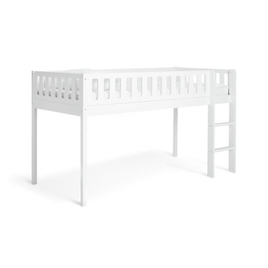 Kids Ronnie Single Midsleeper Bed - White | Raised bed & timeless shaker design