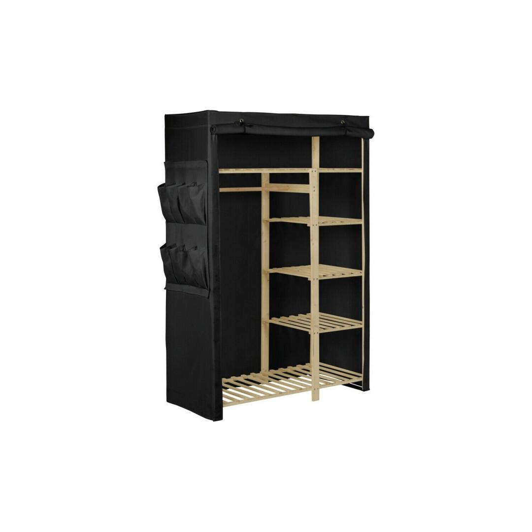 Home Covered Double Wardrobe - Black