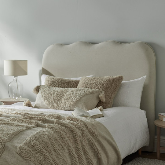 Onda Linen Double Headboard - Natural | Luxe touch headboard