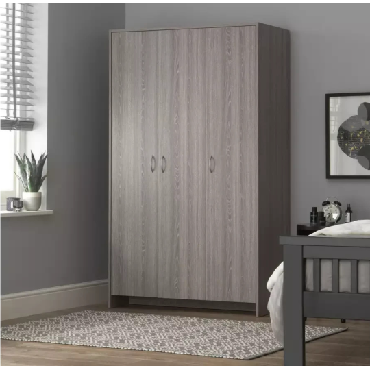 Home Seville 3 Door Wardrobe - Grey Oak Effect ( B Grade )