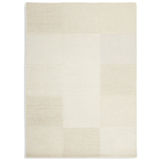 Checkerboard Natural Wool Cut Pile Rug - 170x120cm