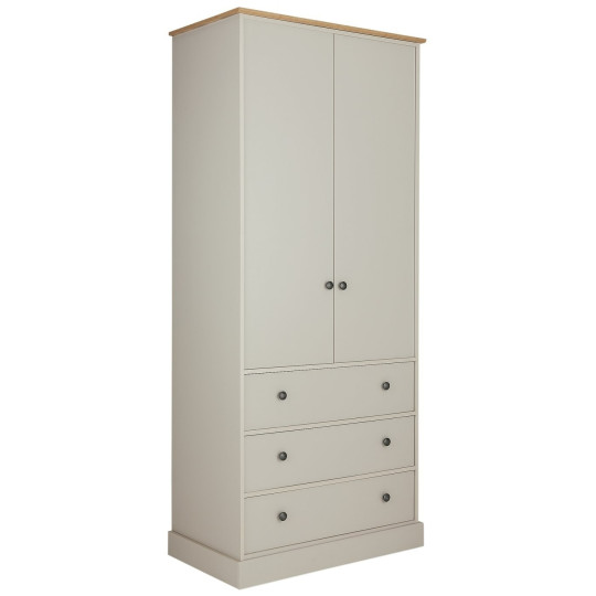 Kensington 2Dr 3Drw Wardrobe - Grey & Oak Effect | Modern wardrobe