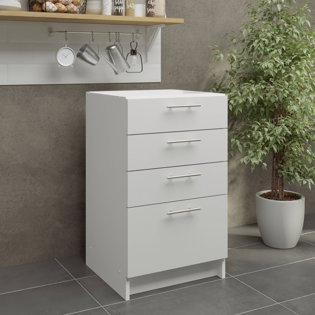 JD Greta Fixed Height Kitchen Drawer Unit 500mm - White Matt A- JD Greta Fixed Height Kitchen Drawer Unit 500mm - White Matt A-