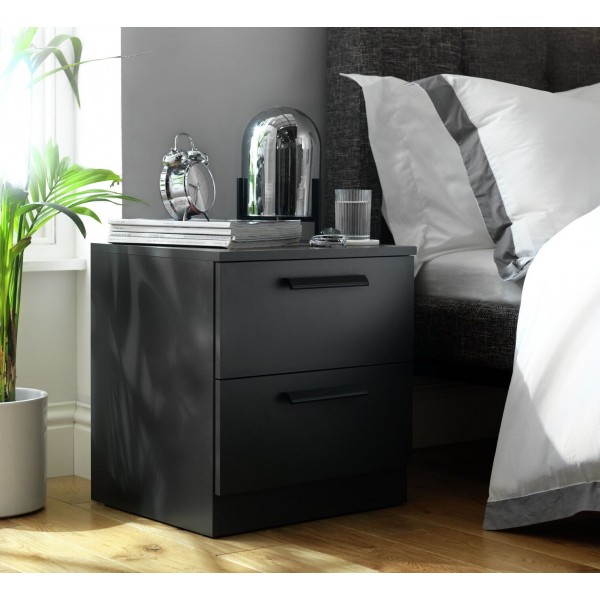 Munich 2 Drawer Bedside Table - Anthracite