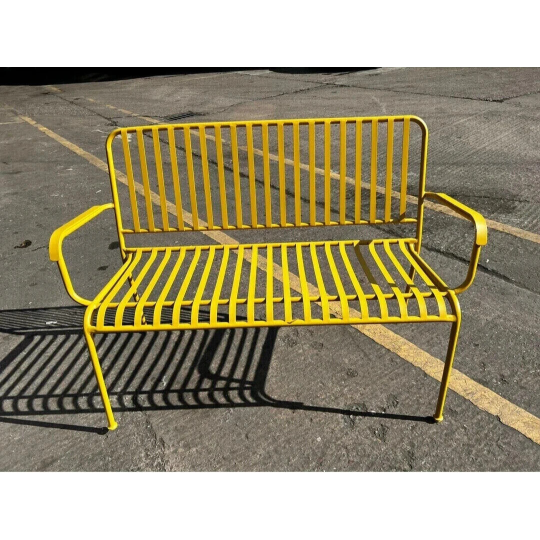 Habitat Indu 3 Seater Metal Garden Bench Outdoor - Yellow