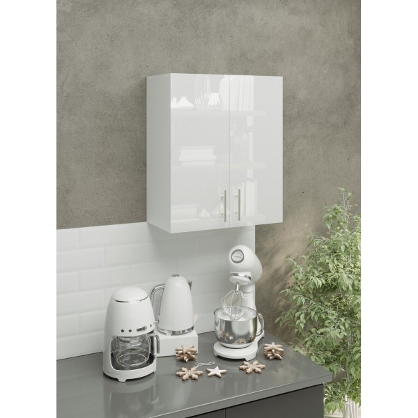 Kitchen Wall Unit 600mm Storage Cabinet With Doors and Shelf 60cm - White Gloss
