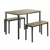 Bolitzo Oak Effect Dining Table & 2 Benches