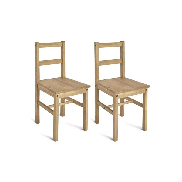 Raye Pair of Solid Wood Dining Chairs - Pine